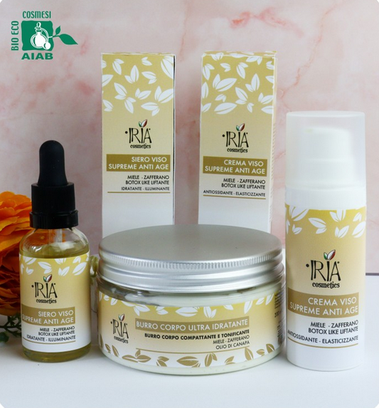 linea completa miele e zafferano IRIA cosmetics 