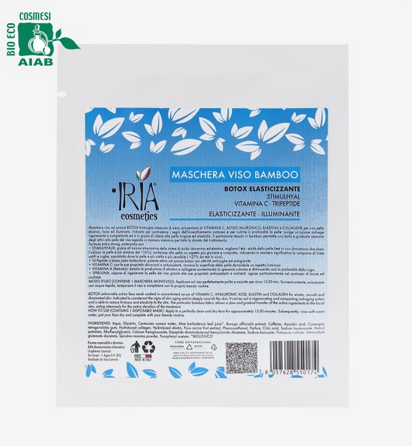 maschera viso bamboo botox elasticcizzante IRIA cosmetics 
