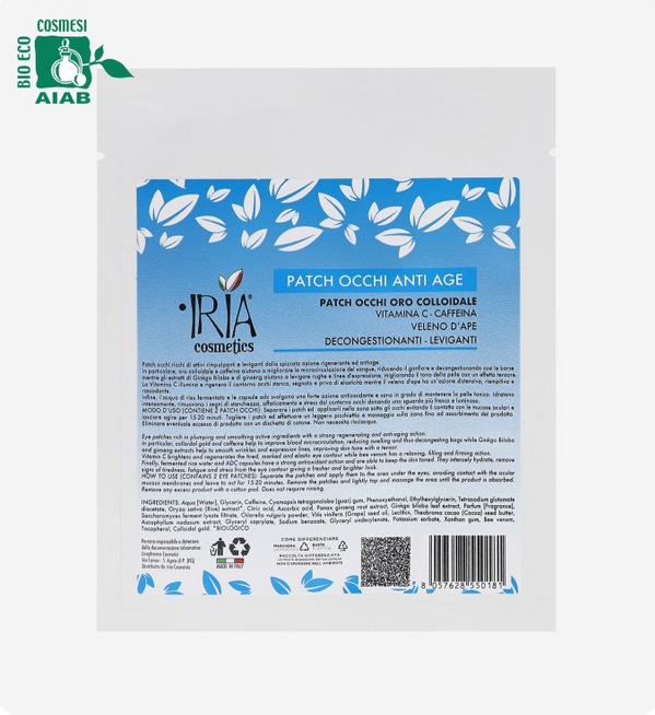 patch occhi antiage con oro colloidale IRIA cosmetics 