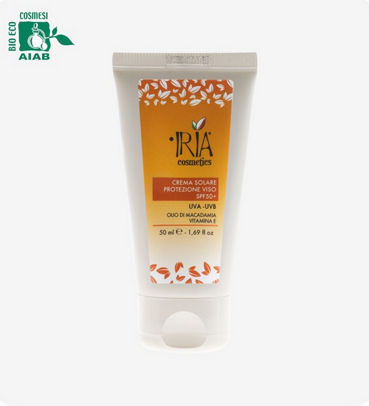 crema solare protezione viso SPF50+ IRIA cosmetics 